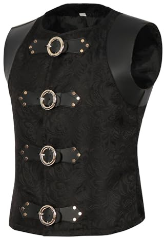 CPIDAH Gilet Lungo Gotico Stile Steampunk Vittoriano Slim Fit per Uomo Canotta Canottiera Leggero Stringer Vest Canott Larga Tank Top Estive Casual Ampia Gilet Senza Maniche Nero M