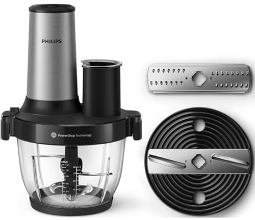 Philips Chopper Series 5000 HR1504/00, 650 W, 2 l, 4 velocità, argento/nero