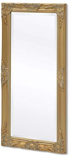 Festnight Wandspiegel 100 x 50 cm mit Holzrahmen | Wand Spiegel im Barock-Stil | Flurspiegel Frisierspiegel Badezimmerspiegel Barockspiegel für Wohnzimmer Schlafzimmer Badezimmer, Gold