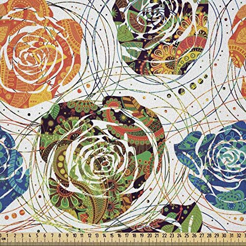 ABAKUHAUS Abstrakt Stoff als Meterware, Paisley spornte Mandala, Microfaser Multi Zweck Dekostoff für Kunsthandwerke, 3M (230x300cm), Mehrfarbig