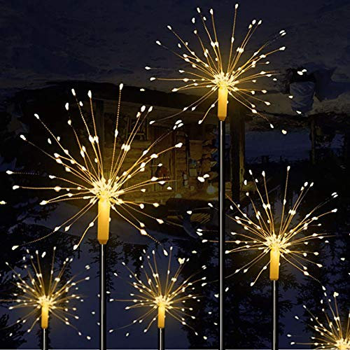 Luces Solares de hadas de fuegos artificiales LED Mixtooltoys 90 LEDs Luces de hadas de Navidad IP65 impermeable para decoración jardín, casa, cumpleaños, Carnaval (blanco cálido 2 Paquete)