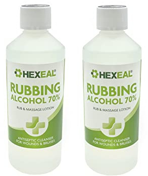 Hexeal 70% Rubbing Alcohol 2 x 500ml - Cleaning Fluid & Disinfectant | 1L - Removes Grime from Phones and Electronics, Powerful Degreaser and Cleaning Fluid