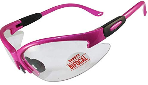 Spits Eyewear Cougar Bifocal Safety Glasses Hot Pink Frame Clear 1.75x Magnification Lens ANSI Z87.1