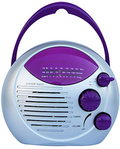 FeiKe Radio de Douche, Haut-Parleur intégré, Radio de Salle de Bain Portable de Voyage extérieur, Cadeau de Cuisine IPX4 étanche Musique Maison Jouer AM FM