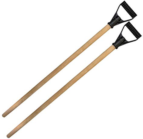 2x Holzstiel mit D-Griff Schneeschieber Ersatz Spaten-Stiel Schneeschaufel Ø27-32mm
