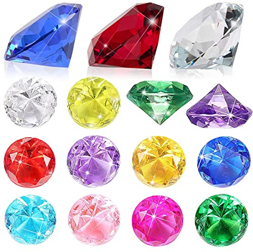 Xlong 10er Set 40mm Kinder Diamanten Schatz, Bunt, Groß, Edelsteine, Acryl, Tauchringe für Unterwasser