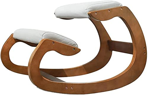 UPMSK Kniestuhl Kniestuhl Massivholz Lernstuhl Richtige Sitzhaltung Büro Computerstuhl Einfacher Schaukelstuhl(Color:Grey)