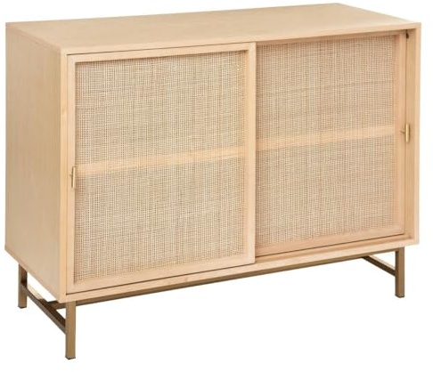 Atmosphera Interior Designer - Aparador Rayo con 2 Puertas correderas - Mueble de almacenaje para Dormitorio, salón y Oficina - Caña de ratán - 100 x 78 cm