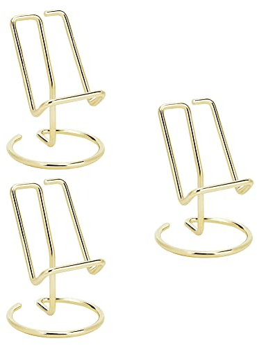 WEBEEDY 3 Stück Metall Visitenkartenhalter für Schreibtisch Eleganter Linie Visitenkartenständer Handyhalter Kreativer Visitenkarte Anzeige Halter Büro Desktop Visitenkarte Organizer (Gold)