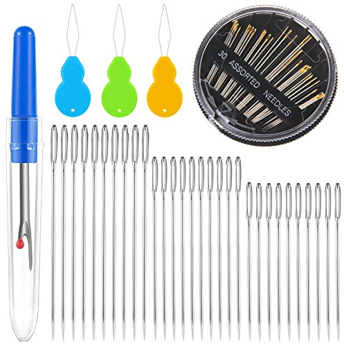 Stopfnadeln, 30 Stücke Sticknadeln Großes Öhr, Stahl Nähnadeln für Webarbeit, Stricken, Sticken, Nähen