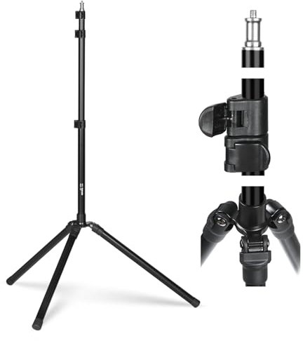 TARION Lichtstativ 200 cm - Aluminium Lampenstativ Tragbares Stativ Beleuchtungsstativ Traglast 4 kg Foto Lichtständer für Studio Outdoor Fotografie Ringlicht Blitzlicht mit Tragetasche(FLS-20T)