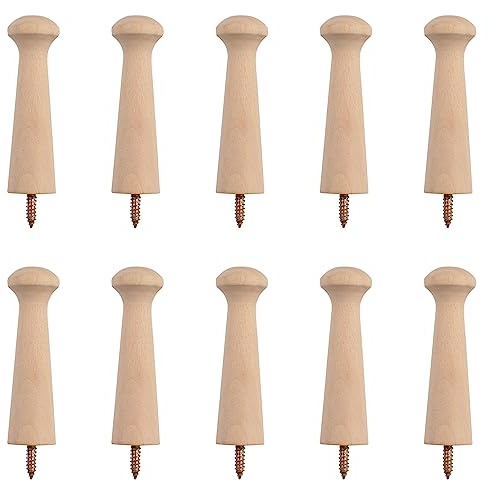 MOROBOR 10 Uds Clavijas de Madera para Coctelera, Clavija Agitadora de 3.15 Pulgada con Tornillos, Bastidores de Coctelera de Madera Sin Terminar para Colgar Ropa Sombreros Toalla Pintura DIY