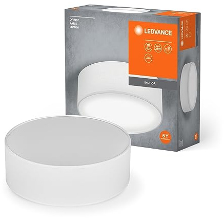 LEDVANCE ORBIS PARIS Deckenleuchte 300mm, weiß, E27-Sockel, kann mit smarter Lampe bestückt werden, hochwertiges, modernes Design, mit Stoffschirm, geeignet für Innenräume, rund, IP20 Schutzklasse