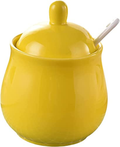 ELEGAM sucrier à crème,Vaisselle en céramique, Ensembles crémier et sucrier, Pot à Lait et Pot à Sucre, décoration for Pot à Lait et sucrier de Cuisine Rouge (Color : Geel, Size : Sugar Bowl)