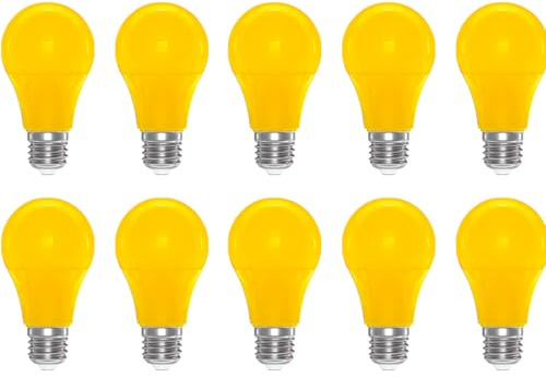 ZFQ 3W E27 Farbige Glühbirnen A60 3W LED Leuchtmittel Birnenform Gelb Farbige E27 LED Glühbirne 250LM, für Außen, Partys, Bühnen, Innendekorationen, 10er Pack