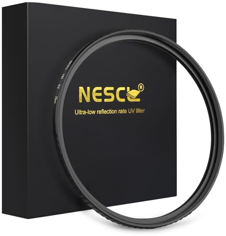NESCL Filtro de protección UV de 72 mm, 30 revestimientos multicapa, vidrio óptico HD, marco de latón ultrafino, baja reflexión, filtro UV resistente a los arañazos para lente de cámara de 72 mm