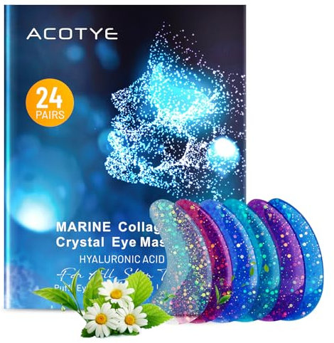 Acotye Augenpads 48pcs gegen Augenringe and Geschwollene Augen, Eye Pads Augen Pads für dunkle Kreise mit Centella, Kamille und Teebaum, tiefgehend feuchtigkeitsspendend und reparierend (M, Lavendel)