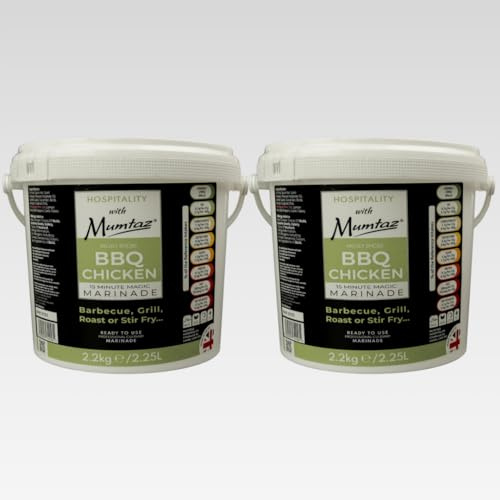Mumtaz BBQ CHICKEN Marinade Catering Size Bucket - 2.2Kg - Restaurant Quality-Mildly Spiced -BBQ-Grill-Roast-Stir or Air fry.All Natural Ingredients-Gluten Free-Vegan (2.2kg (Pack of 2), BBQ Chicken)
