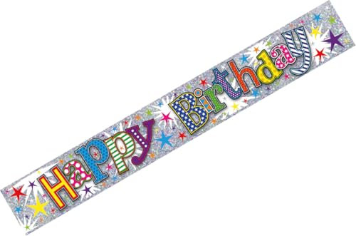 Happy Birthday Stars Holographic Recyclable Birthday Party Banner Garland Decoration