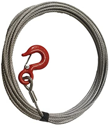 6mm Wire Rope Hand Winch Cable 15mtrs With 0.75T Eye Hook - Boat - Trailer Winch - Galvanised Wire Rope Wwith Hook