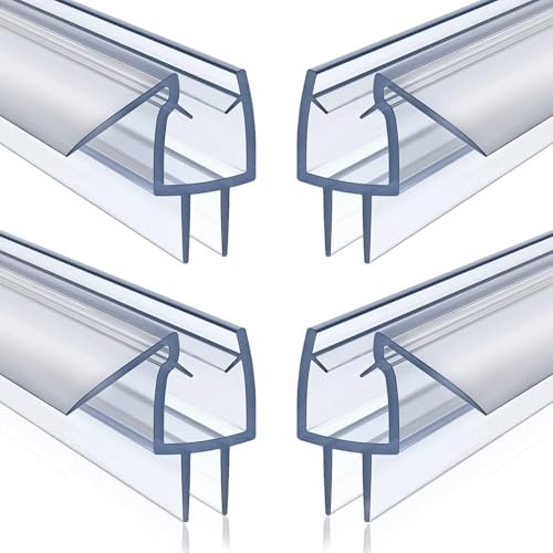 Pliable Sealing Shower Door Bottom Strip Fits 6mm-12mm Glass Durable Leak-Proof Easy Cutting Water Stopper for Frameless Glass Bathroom Door 19.68In (12mm)
