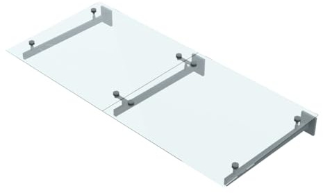 METALUSTIC Glasvordach 2400 X 1000 mm, doppelt, RAL 7016, 55,4 mm Glas, 30/60 mm Ausladung, Vordach, Türvordach, Haustürvordach, Farbloses Glas, Lackierte Balken: anthrazit