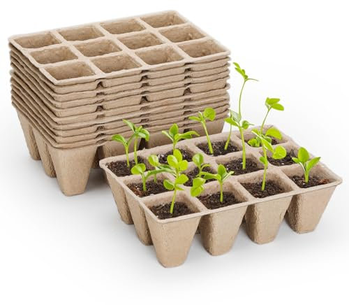 10 Packs Seedling Starter Trays 120 Cells, Biodegradable Seed Germination Trays Plant Starter Peat Pots for Seedlings