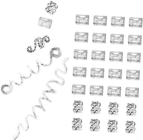 MUSISALY 38 Stück Dreadlock Schmuck aus Zinklegierung Silberfarbene Flechtaccessoires für Haarzöpfe Einfach zu Biegen und Modisch für Fashion Shows und Braut