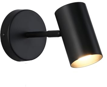 Alpinaluz Aplique de Pared Interior Orientable Negro – Casquillo E27-G45 – Diseño Moderno en Acero – Lámpara Ajustable para Lectura, Dormitorio, Salón o Pasillo – Estilo Minimalista IP20