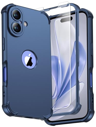 ORETECH for iPhone 16 Case 6.1, Shockproof Slim, Screen Protector, Blue