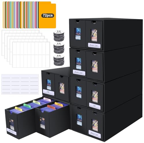 AOBOPLE 6 Cajas de Cartas Coleccionables para Más de 11000 Cartas, Caja de Toploaders para 2000+ Toploaders 3x4 Pulgadas 35PT Caja de Mazos con 72 Separadores Caja de Almacenamiento para TCG MTG PTCG
