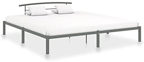 MOBCANT Bettgestell, Doppelbett Bettsystem Futonbett Polsterbett Geeignet für Hotel Schulen Wohnungen Gästezimmer Grau Metall 180x200 cm