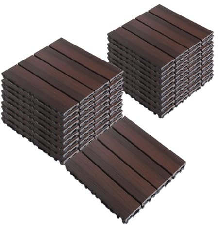Composite Decking, Garden Flooring Outdoor, WPC Interlocking Decking Tiles, for Garden Terrace Balcony Non-Slip Easy to Installation Great Drainage 30x30x2.2cm A 1PC