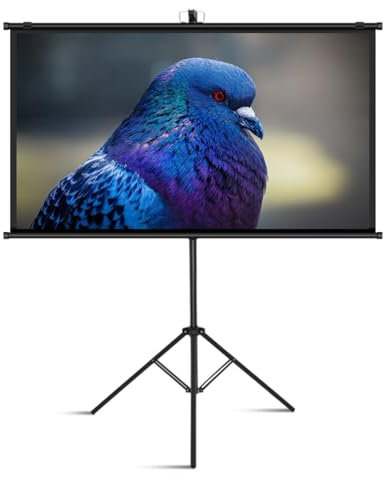 Pantalla De Proyector con Soporte, 60 Pantalla De Proyeccion Manual con Trípode, Pantalla De Proyección Telescópica Portátil para Cine Exterior, Pantalla De HD para Cine En El Patio Trasero(4:3,60)