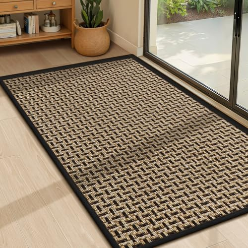 LEKEEPGO Zerbino Ingresso Interno 60x90cm, Tappeto Ingresso Interno Antiscivolo, Tappeti Lavabile, Tappetino Assorbente per Casa Porta, Entrata, Corridoio, Nero
