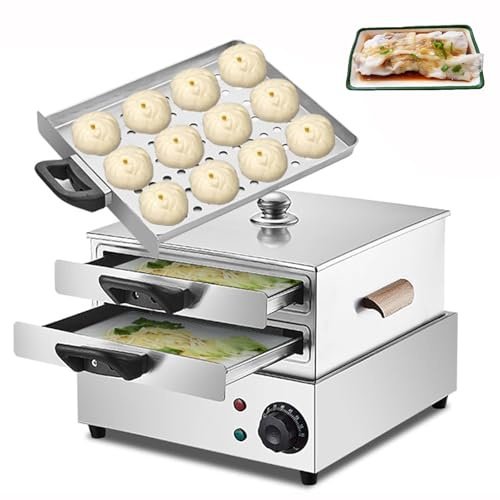 WOTZOV Macchina per involtini di Riso Commerciale, vaporiera elettrica Multifunzione per involtini di Riso, con 3 vassoi, Coperchio Rimovibile, per preparare involtini di Riso n