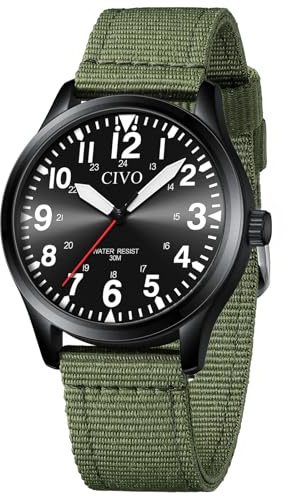 CIVO Watches Mens Big Numbers: Easy Read Analogue Quartz Wristwatch - Stylish Sports 3ATM Water Resistant Gift for Husband