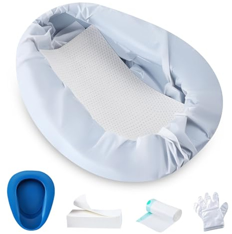 Delousiber Bed Pan Care Kit - Extra Thick & Durable PE Material Bed Pan | 30 x Super Absorbent Pads (2000ml) | 200 Disposable Gloves & 30 x Absorbent Bags | All-in-One Set for Home Use