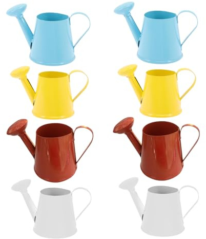 Kisangel Set 8 Pezzi Mini Annaffiatoi in Ferro per Piante in Vaso Superficie Liscia senza Bave, per Giardino e Ragazzo Ragazza, Colore Assortito