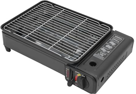 2200-W-Gasgrill, Kompakter Campinggrill, Tragbarer Tischgasherd mit Grillrost und Aufbewahrungskoffer, ideal für Campingausflüge, Zusammenkünfte, Wohnmobile und Grillpartys