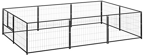 Hundezwinger, Welpenlaufstall Freilaufgehege, Tierlaufstall, Welpenauslauf, Welpengitter Hund, Hundezwinger Schwarz 6 m² Stahl Fürs Kaninchen, Welpe, Kleine Haustiere, Katze