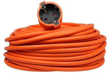 Cavo di prolunga con presa Schuko, IP20; 16A; H05VV-F; 3 × 1,5; 10 m-30 m; arancione (lunghezza 20 metri)