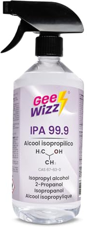 Gee-Wizz Alcool Isopropilico 99,9% Spray – Flacone 1L con Spruzzino, IPA Isopropanolo Puro | Sgrassatore Multiuso per Pulizia Vetri, Cucina, Acciaio Inox, Rimozione Adesivi e Superfici Domestiche