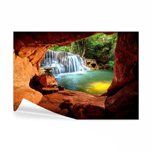 decomonkey Fototapete selbstklebend Wasserfall Wald, 343x256 cm, XL, Natur | Selbstklebende, Tapeten, Wand, Fototapeten, Tapete, Wandtapete, klebend, Klebefolie