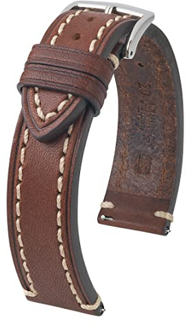 HIRSCH XL Herren Uhrenarmband Sattelleder Modell Liberty 22 mm Braun