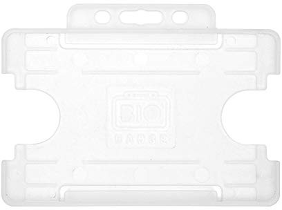 BioBadge Clear ID Card Holders Open-Faced for ID Badges, Landscape, 100 Pack