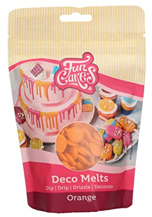FunCakes Deco Melts Orange - Trempez, coulez, arrosez et décorez ! Faire fondre brièvement au micro-ondes ou au bain-marie , 250 g