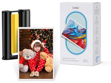 Liene Amber M100/M200/M110/M210 4x6'' Photo Printer Paper & Cartridge, 1 Cartridge Refill & 40 Photo Papers- 40 Pack Only for DHP512/DHP513/DHP514/DHP515