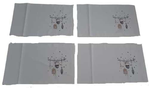 Juego, Set 4 Tapetes Decorativos, Manteles de Mesa Individuales, Tapetes Individuales Kit 4PCS, Tapete Estampado Navideño, Tapete 40x40cm 4UDS