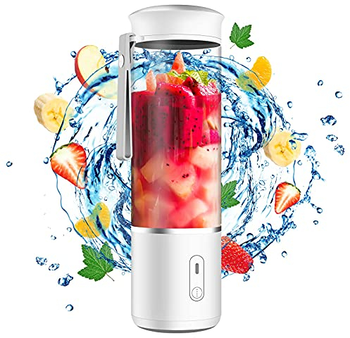 Batidora portátil, batidora de mano personal, batidora de viaje, batidora de frutas recargable con USB, mini batidora para zumo de frutas, batidos de leche, 500 ml, seis cuchillas 3D